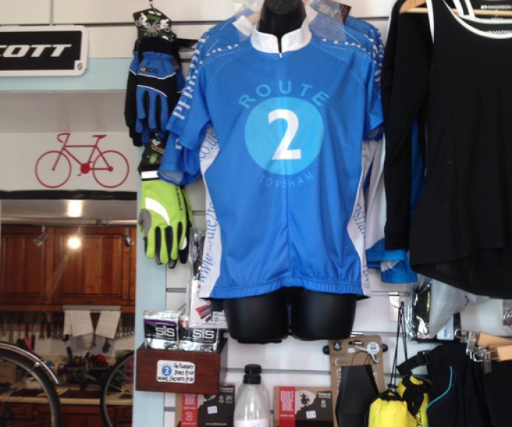 Cycling accessories in bike shop